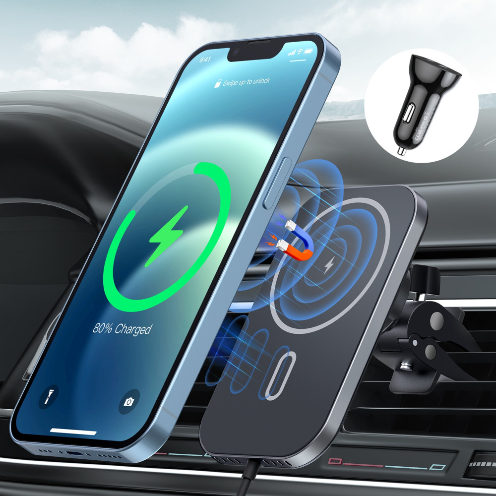 Choetech 6971824979619 T200-F-V2 (201Bk) 15W Magleap Magnetic wireless Car charger & Holder 1M - Image 2