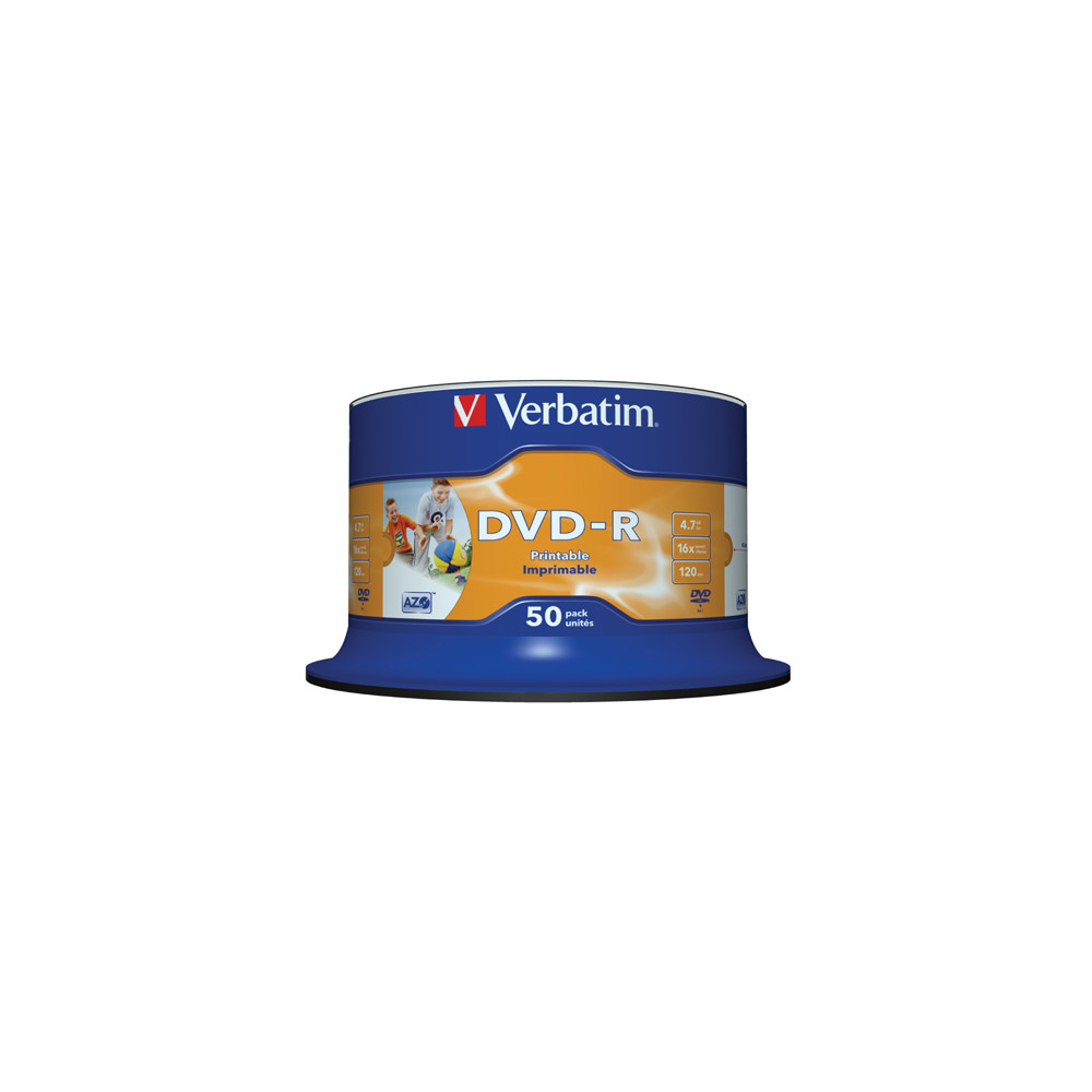 Verbatim 023942435334 DVD-R / 16X / 50 CAKE / WHITE / 43533 - Image 1