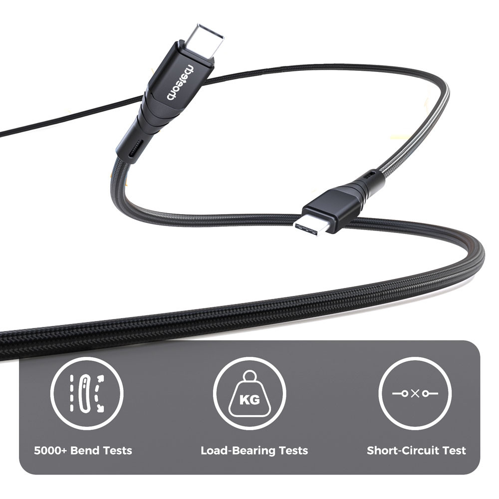 Choetech 6971824975222 XCC-1007 USB 3.1 Gen2 100W 10Gbps 4K USB-C Cable 2M Braided Black - Image 10
