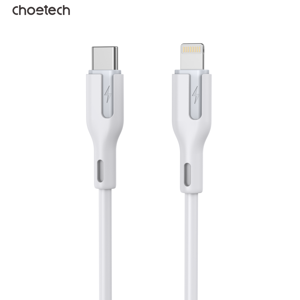 Choetech 6932112106445 XCL-0002 1m Silicone USB-C to Lightning Cable Fast Charging White - Image 1