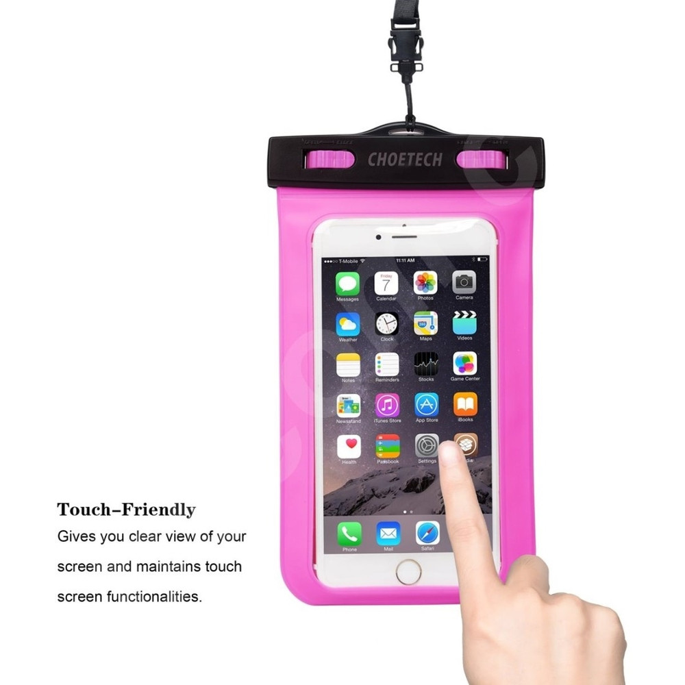 Choetech 6971824971927 WPC007 Universal WaterProof Cell Phone Pouch bag, up to 7" (Pink) - Image 6