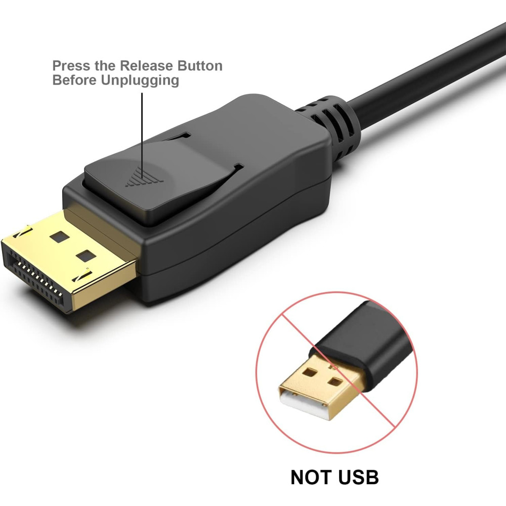 BENFEI 606682478757 000163BK-6F 8K@60Hz DP Male to DP Male Cable Gold-Plated 1.8M - Image 2