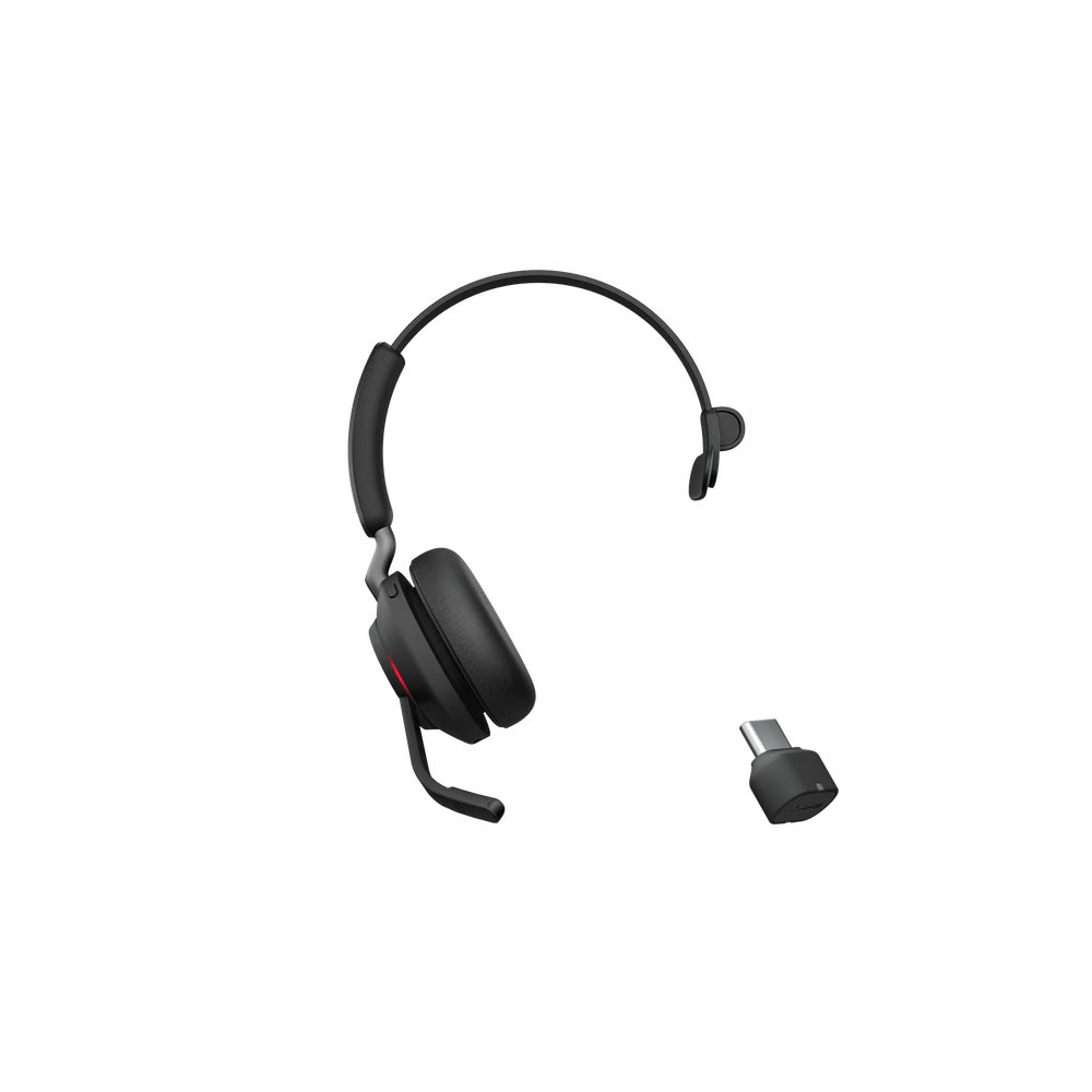 Jabra 26599-889-899 Evolve2 65 Mono UC USB-C Wireless Bluetooth Headset, Black, Link 380c 2ys Warranty, Microphone Call Technology, 3-Microphone Call, Busylight