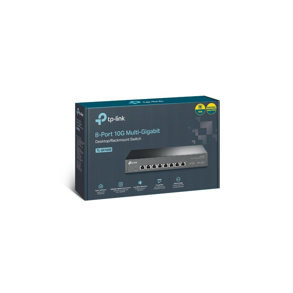 TP-LINK TL-SX1008 8-Port 10G Desktop/Rackmount Switch, 160Gbps, Intelligent Fan Noise adjustment, Metal Casing, Plug and Play - Image 1