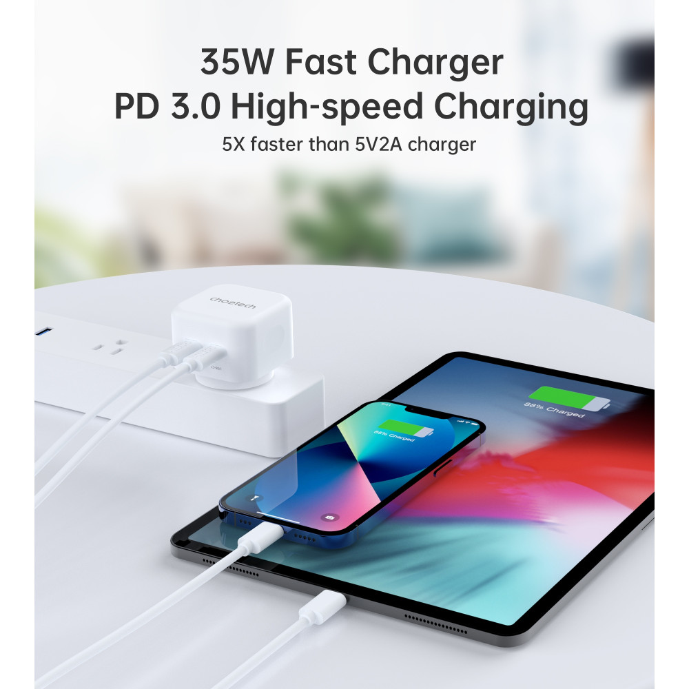 Choetech 6932112103086 Q5008 PD 35W Dual USB-C Charger - Image 7