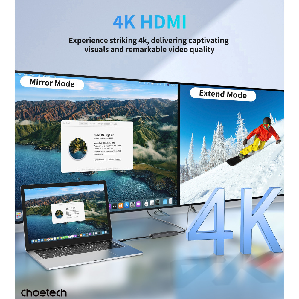 Choetech 6932112110930 HUB-M80 Hub 5-in-1 Multifunctional Hub - Image 8