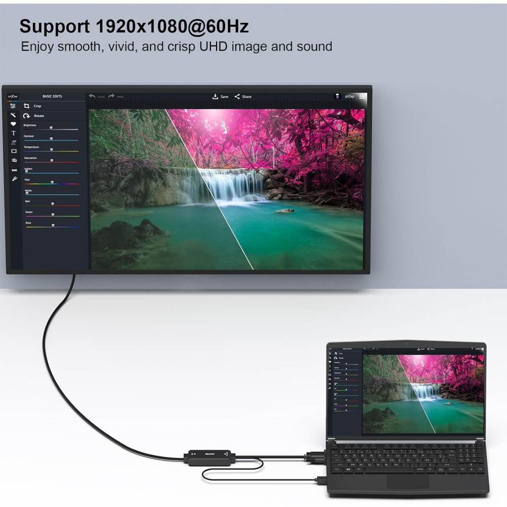 BENFEI B08MF2L1ZF 000324BK VGA to HDMI Cable with Audio, 1080P Uni-Directional 1.8M Cable - Image 5