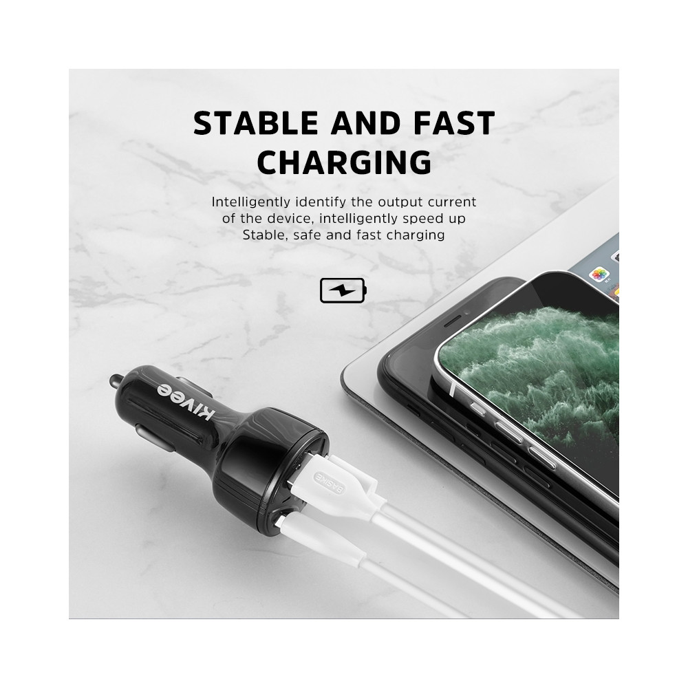 KIVEE 6941256112663 UT61 car charger with Triple USB Black - Image 4