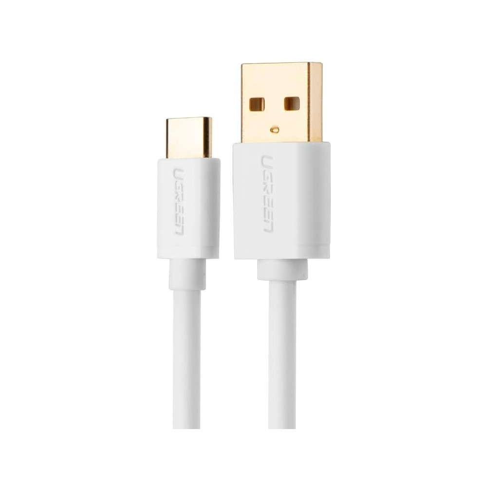 UGREEN 6957303831654 30165 Gold Plated USB 2.0 Type A Male to Reversible Type-C Male Charge & Sync Cable White 1M - Image 2