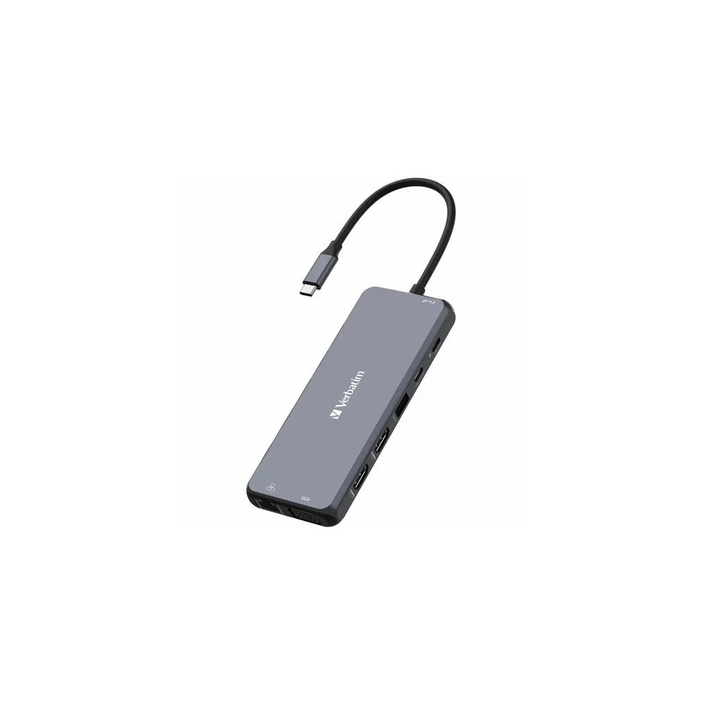 Verbatim 32154 USB Type C Docking Station for Monitor - Charging Capability - Memory Card Reader - SD - 3 Displays Supported - Full HD, 4K - 1920 x 1080, 3840 x 2160 - 7 x USB Ports - 2 x USB 2.0 - 5 x USB Type-A Ports - USB Type-A - 2 x USB Typ - Image 1