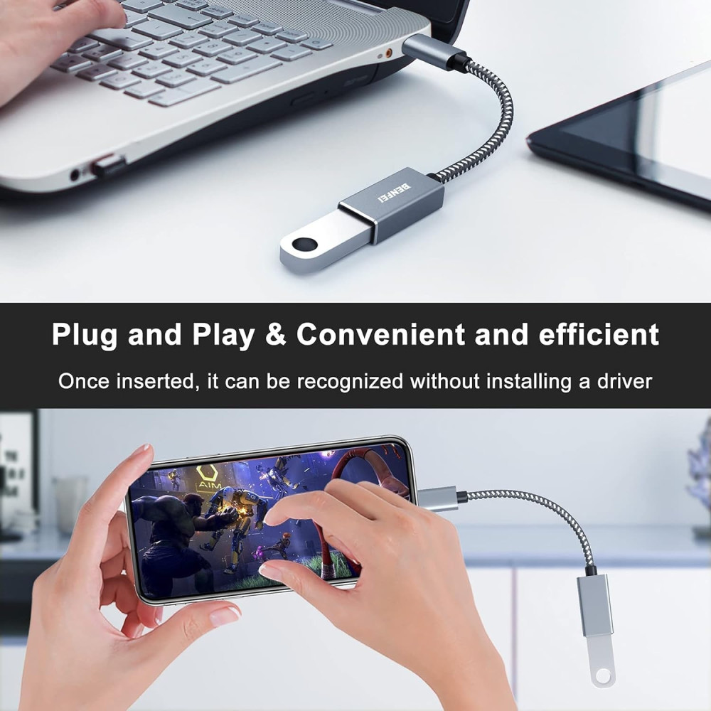 BENFEI B07VP4R8P5 000262GY-2P USB C to USB 3.0 Adapter (2 pack) Compatible with MacBook Pro/Air, Samsung Galaxy Note, Google Pixel, Nexus - Image 3