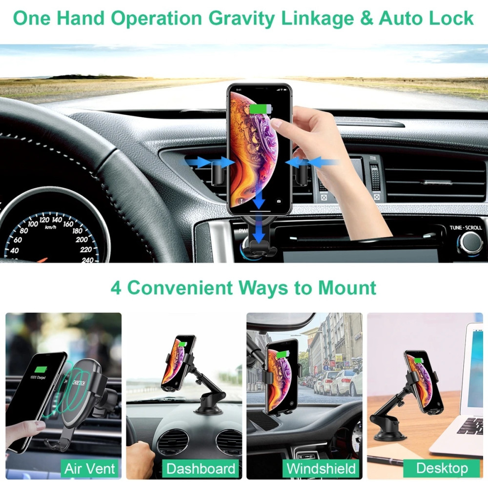 Choetech 6971824975574 T536-S Phone Holder Fast Wireless Charging Car Mount (Not suitable for i-phone Pro Max) - Image 6