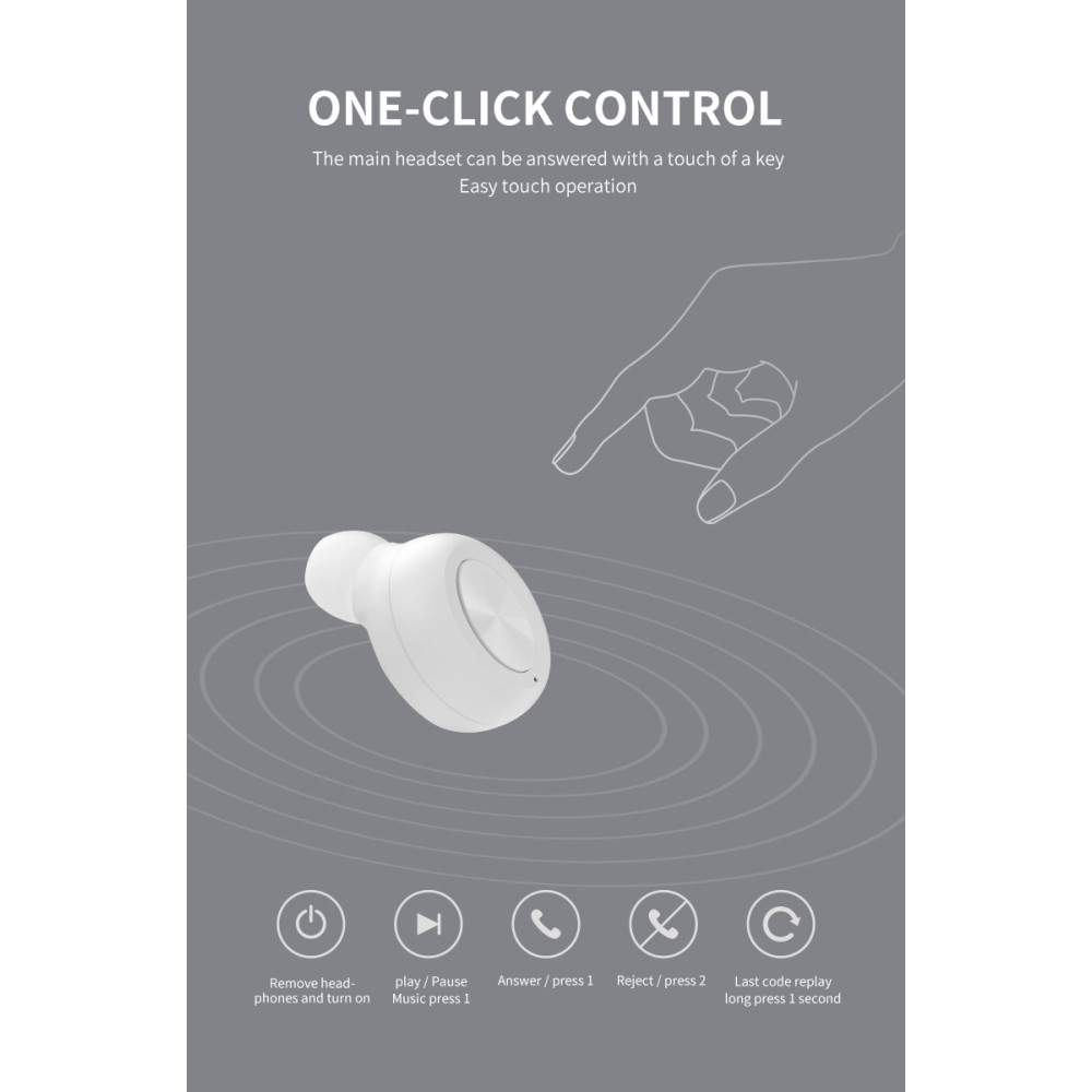 KIVEE 6971239570081 TW21 Wireless Bluetooth Earphone with Mic For All Bluetooth Tablet Smartphone - Black - Image 1