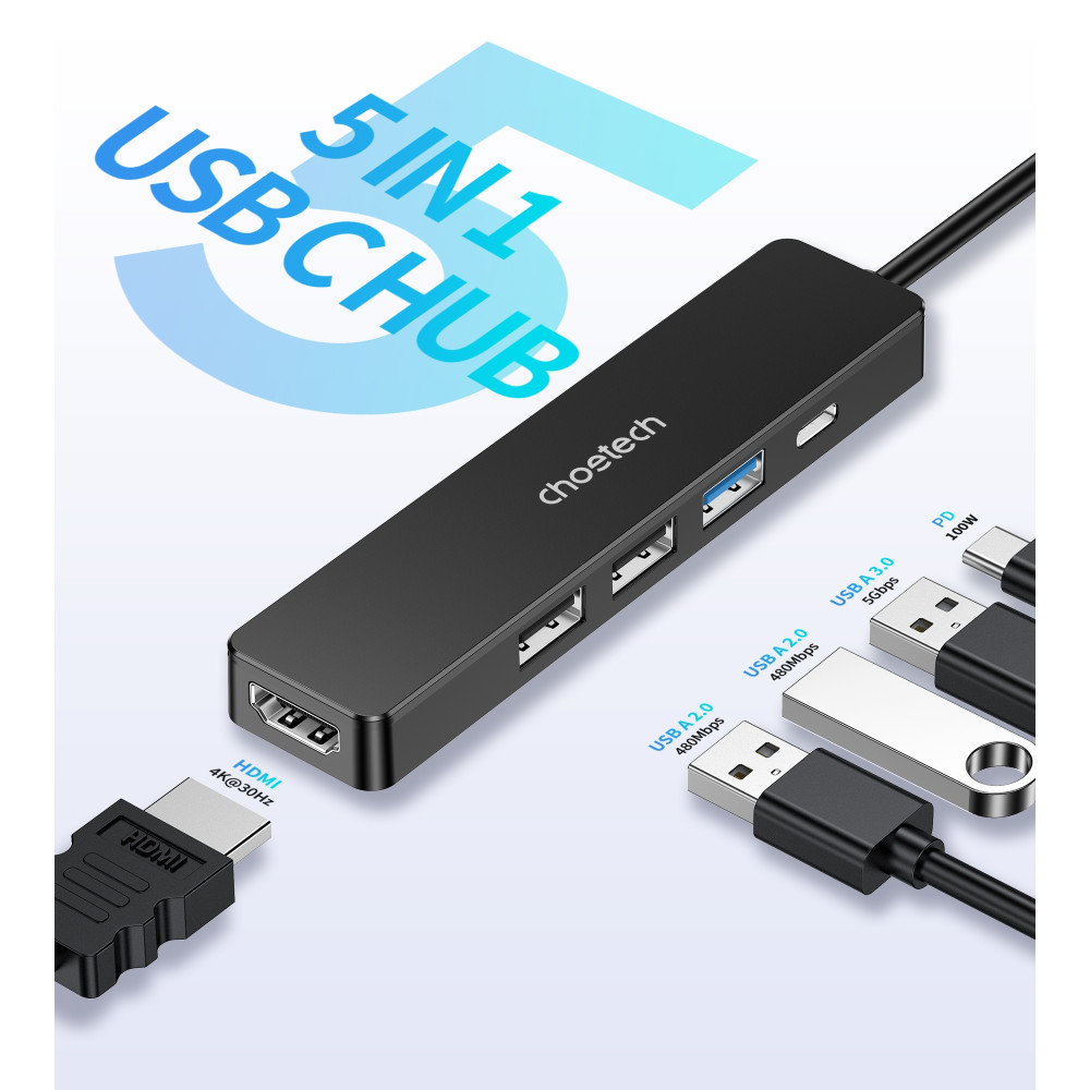 Choetech 6932112110930 HUB-M80 Hub 5-in-1 Multifunctional Hub - Image 3