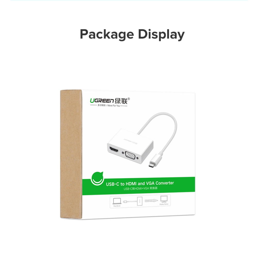 UGREEN 6957303838431 30843 Type C to VGA female+HDMI converter - White - Image 6