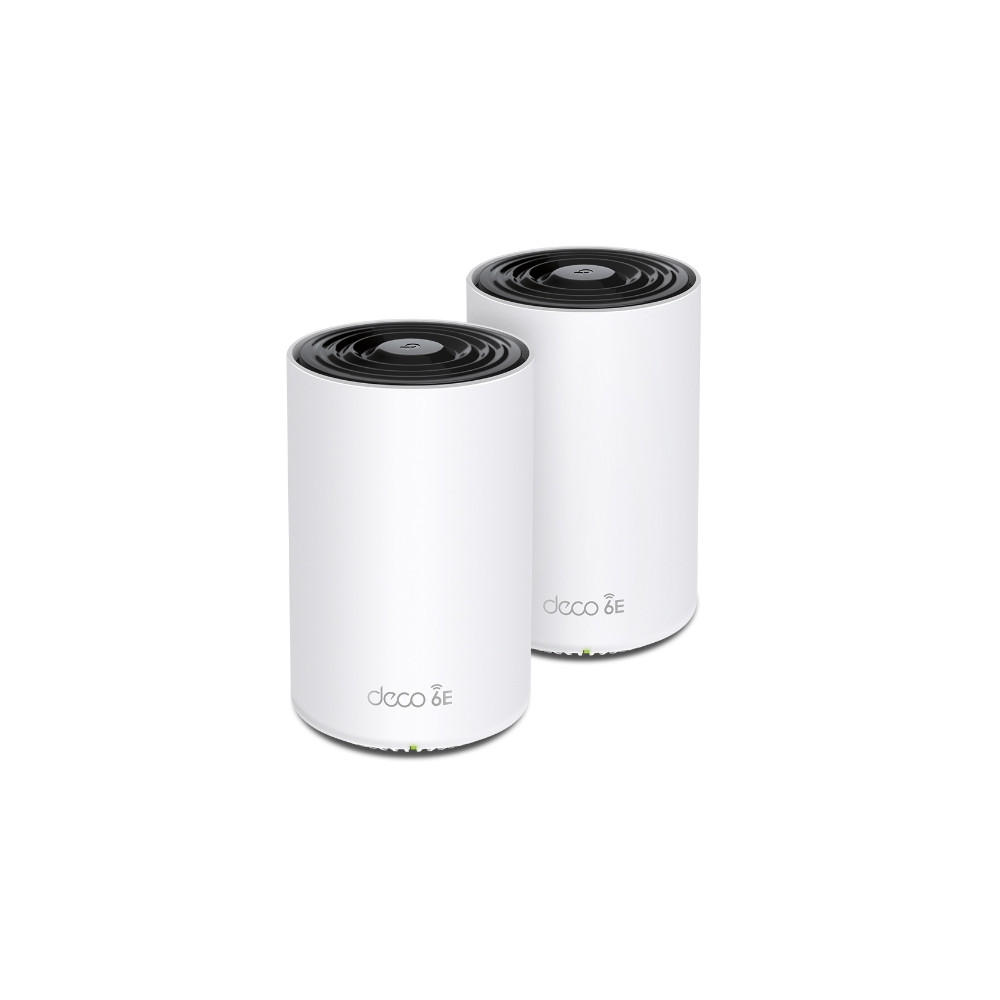 TP-LINK DECO XE75(2-PACK) (CH) Deco XE75 AXE5400 Tri-Band Mesh Wi-Fi 6E System (2-pack) 574 Mbps at 2.4 GHz + 2402 Mbps at 5 GHz + 2402 Mbps at 6 GHz - Image 1