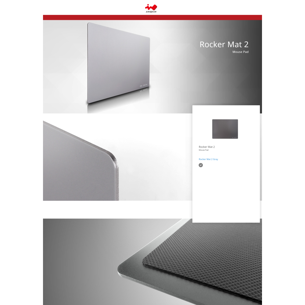 Inwin 3576929 Rocker Mat 2 Grey Aluminium Panel Gaming Mouse Pad In Win - Image 2