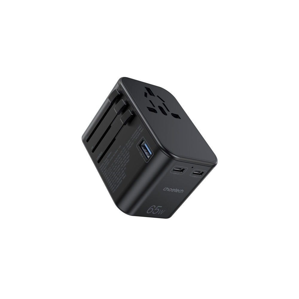 Choetech 6932112102027 PD5009 GaN 65W 2 x USB-C+ 1 x USB-A Fast Universal Travel Wall Charger - Image 1
