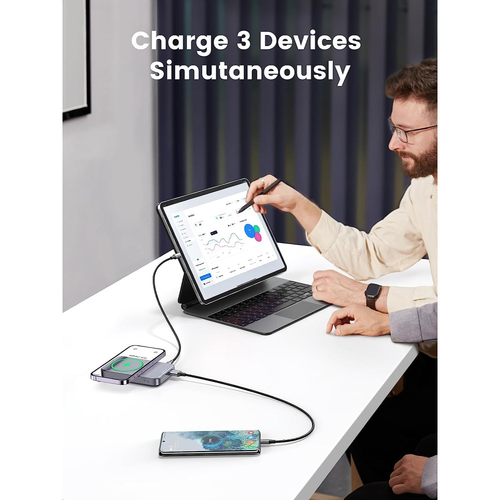 UGREEN 6941876210862 15086 10000mAh Magnetic Wireless Power Bank (Sapce Gray) - Image 3