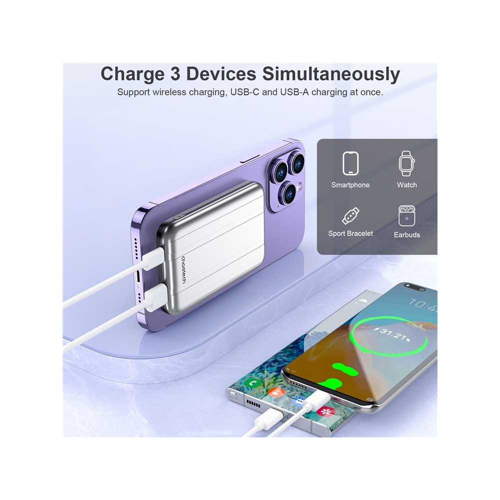 Choetech 6932112104779 B655-SL Magnetic Wireless Power Bank 10W, 5000mAh - Image 4
