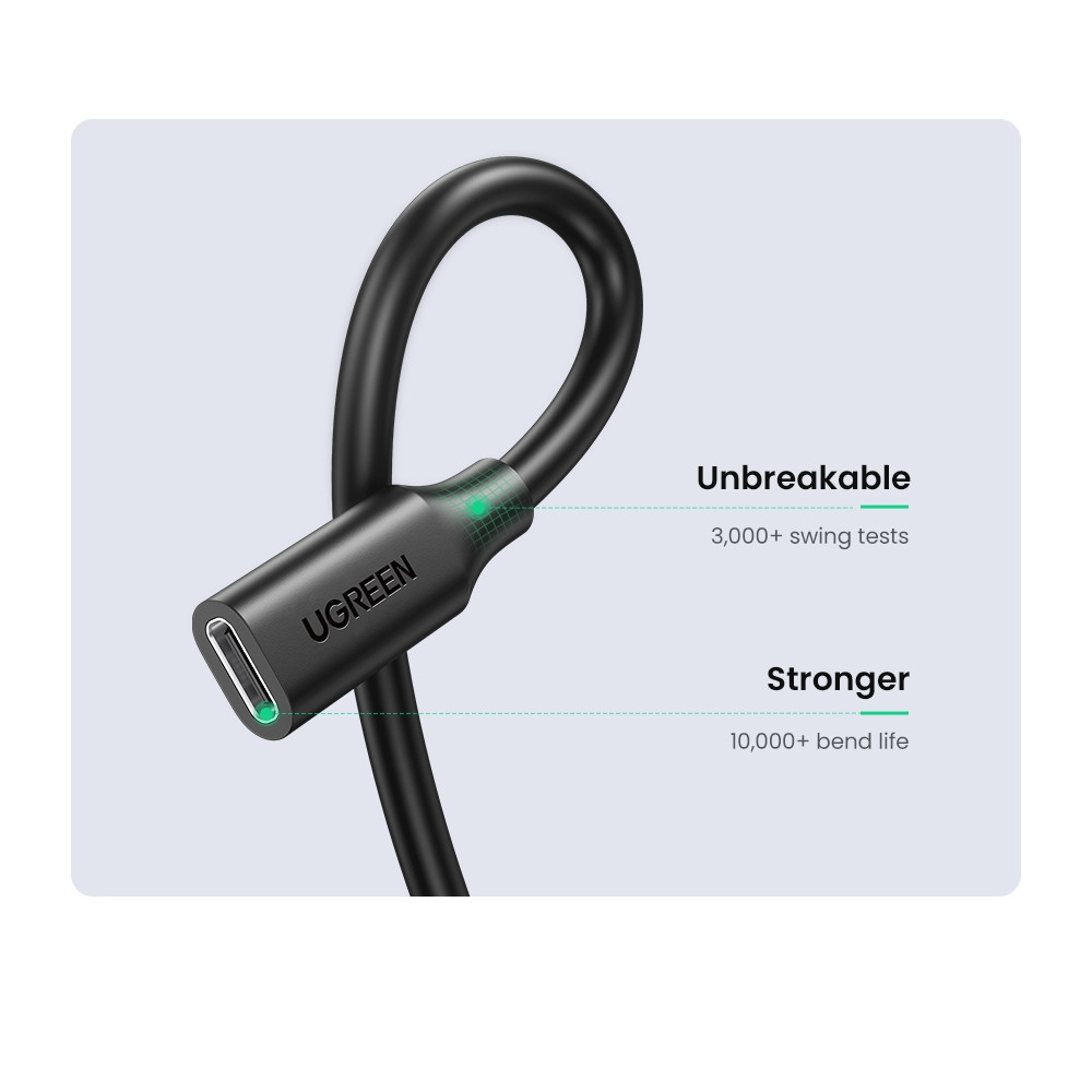 UGREEN 6957303813872 10387 USB-C PD100W / Thunderbolt3 Male to Female Extension Cable 1m (Black) - Image 3