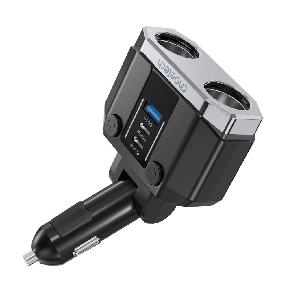 Choetech 6932112105905 TC0020 45W 2 Sockets + 2x USB-C + 1x USB-A Cigarette Lighter Splitter - Image 2