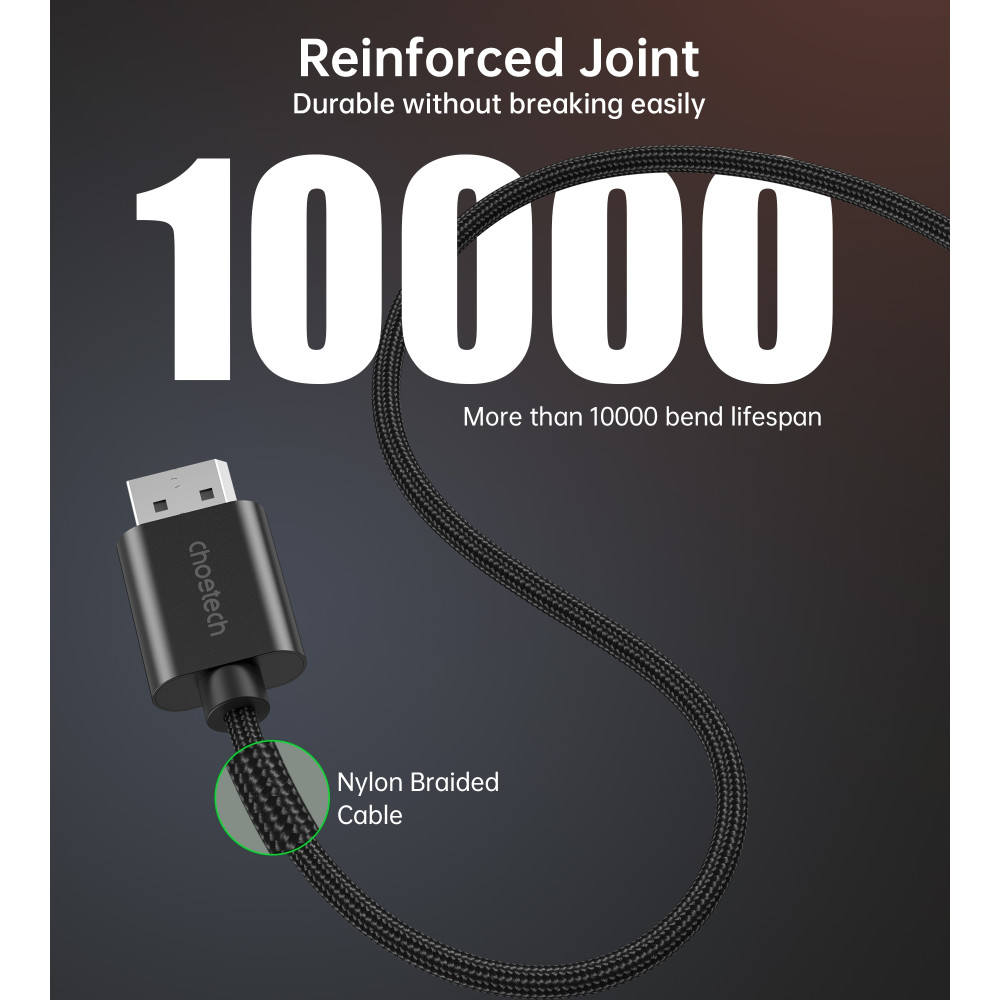 Choetech 6932112105516 XDH01 4K@60Hz DP to HDMI Cable Braided DisplayPort to HDMI 2M - Image 5