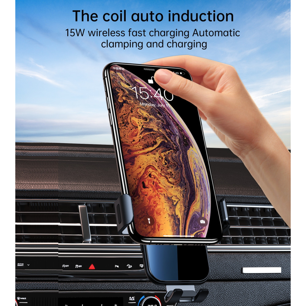 Choetech 6932112103499 T202-F 360° Rotating 15W Fast Wireless Charging Car Dock - Image 3
