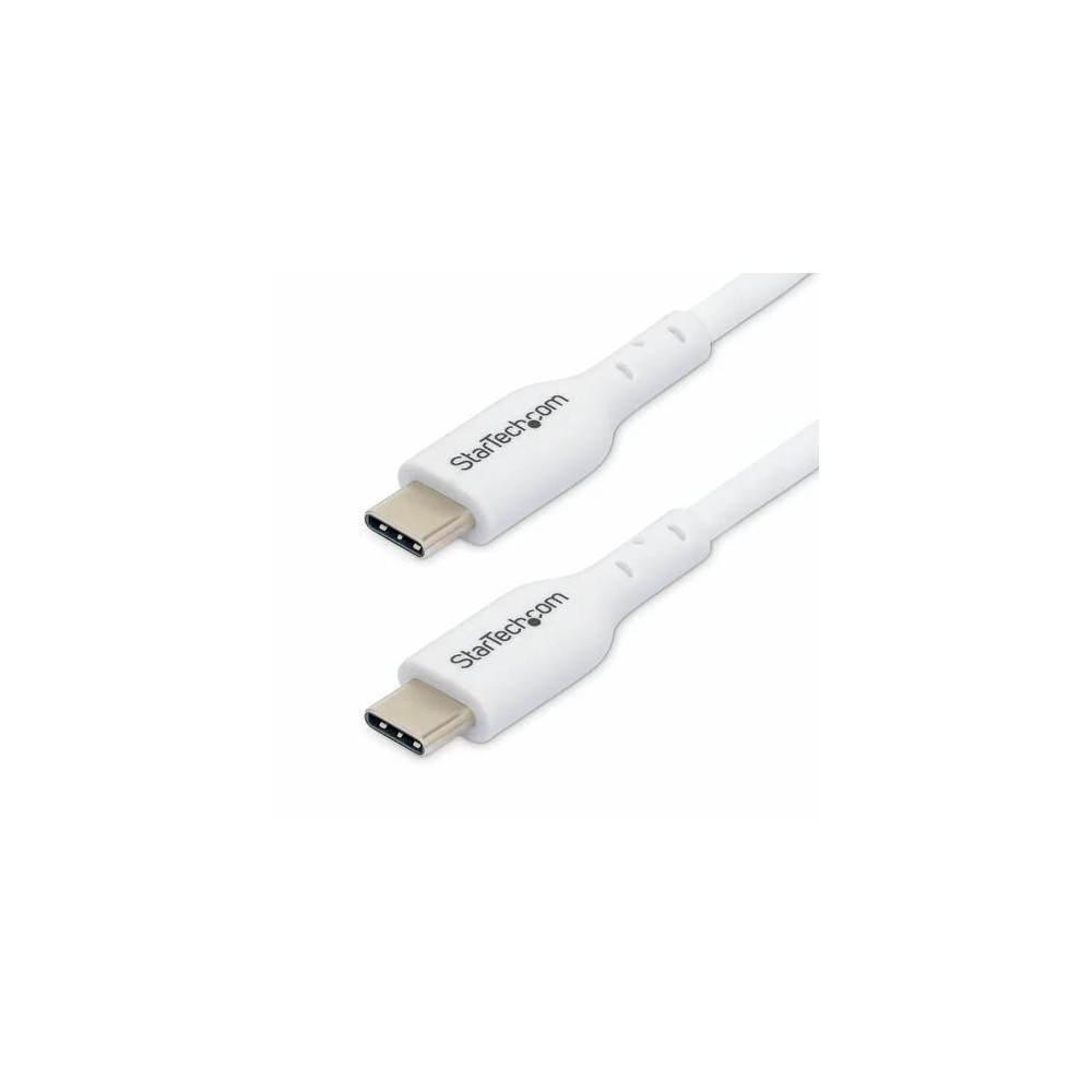 StarTech USB2CC1MNCWHE 1m (3.3ft) White USB-C Charging Cable, USB 2.0 Type-C Laptop Charger Cord, 60W Power Delivery, TPE Jacket, Data Transfer Cable - USB-C Charging Cable supports 60W/3A Power Delivery and 480Mbps; Fast Charge from a USB-C wall charger/