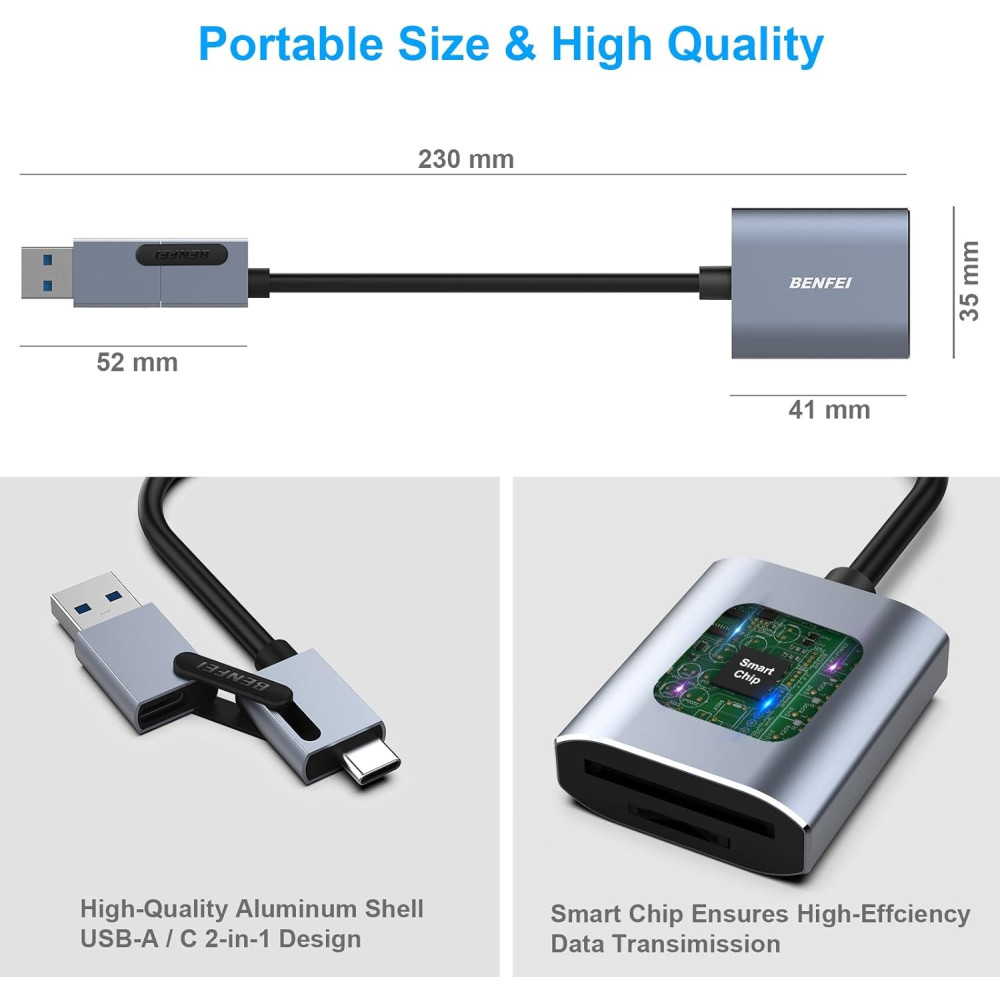 BENFEI B0BYV19KMM 000271GY USB-C + USB-A to SD / TF Card Reader - Image 7