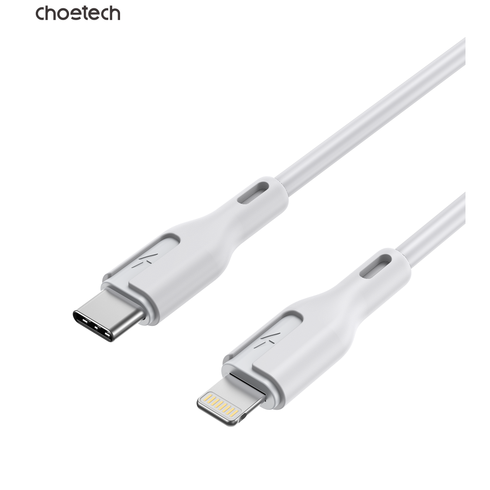 Choetech 6932112106445 XCL-0002 1m Silicone USB-C to Lightning Cable Fast Charging White - Image 2