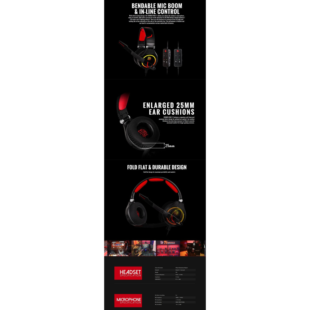 Thermaltake HT-CRO-DIECBK-21 Cronos RGB 7.1 Gaming Headset