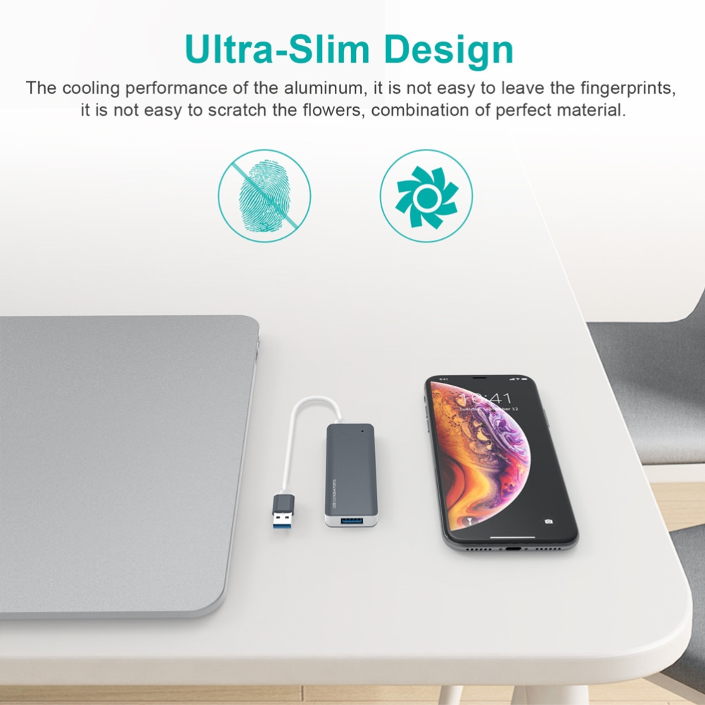 Choetech 6932112102645 HUB-U03 Ultra Mini USB3.0 to 4 * USB 3.0 port Hub - Image 6