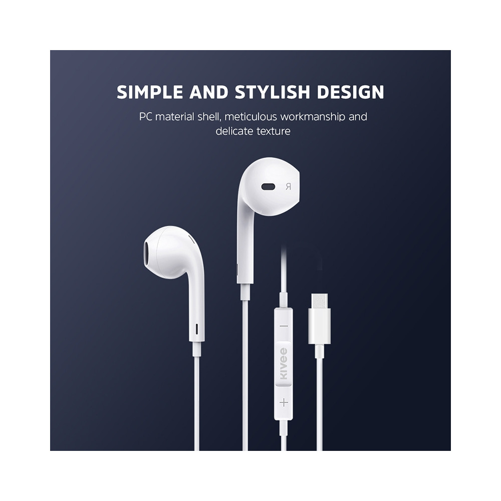 KIVEE 6941256102428 MT31 Earphone with Type C interface 1.2M White (Not for Samsung & Apple) - Image 5