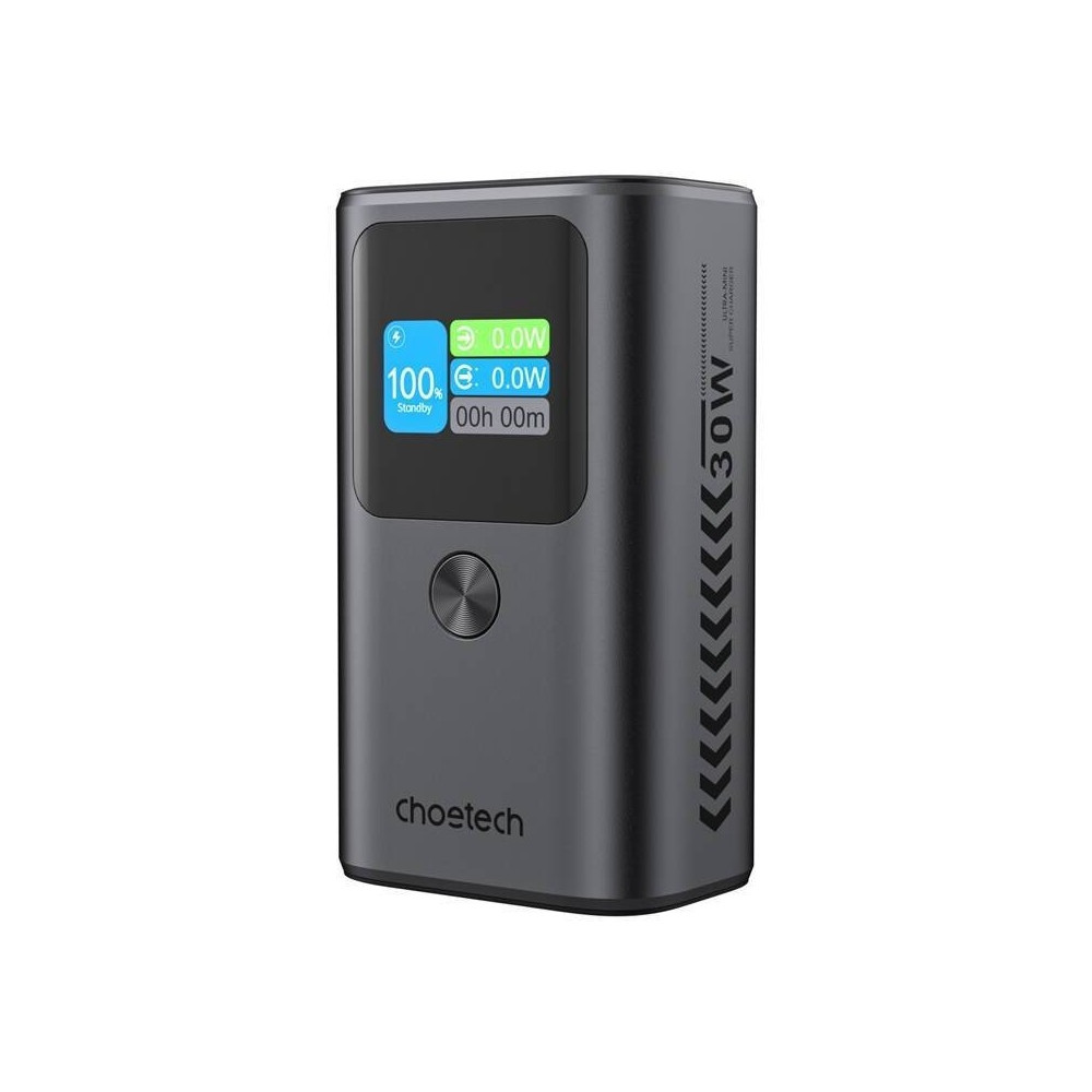 Choetech 6932112107299 B701-GY 10,000mAh PD30W USB-A + USB-C x 2, 3Ports & TFT Display Power Bank - Image 1