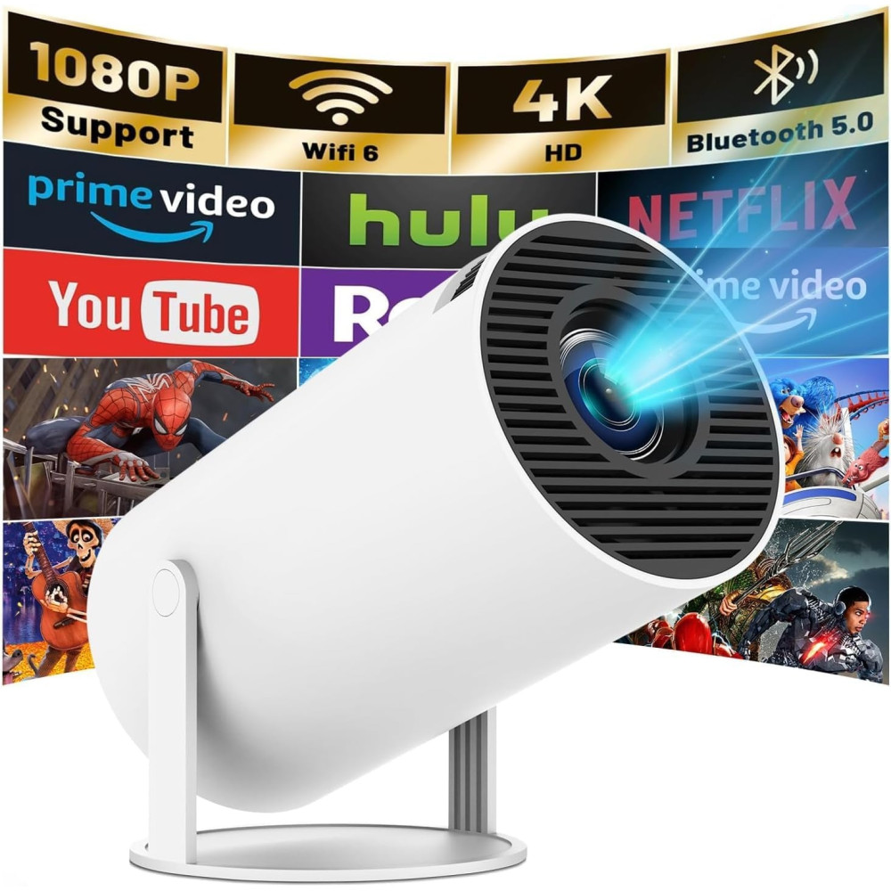 Topleo 5712447634711 HY300 Pro Smart Mini Projector – 720P HD, Android 11, Dual-Band WiFi6, Hi-Fi Speaker, Portable Home Cinema - Image 1