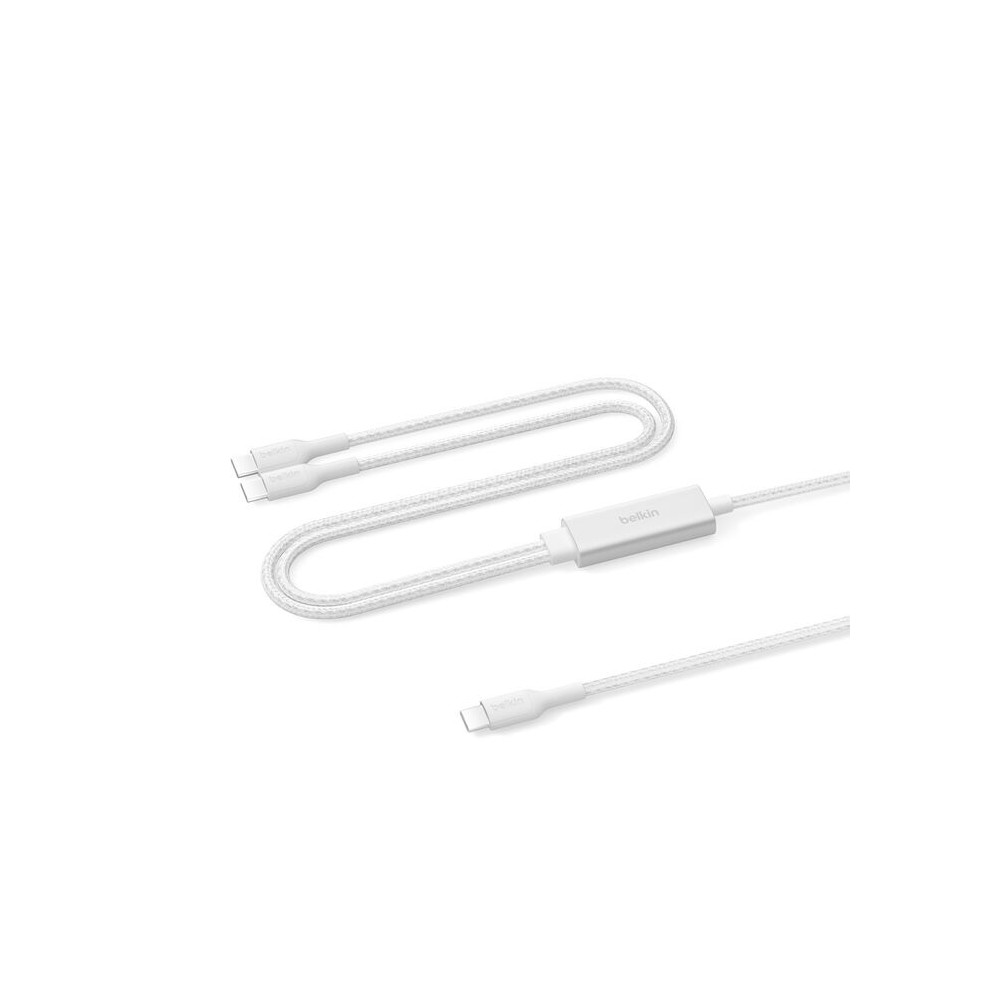 Belkin CAC004FQ1.5MWH BoostCharge Pro Braided USB-C to Dual USB-C Cable (1.5M) - White , 140W, 480Mbps, 350K+ Bends, Apple, 2 Years Warranty - Image 1