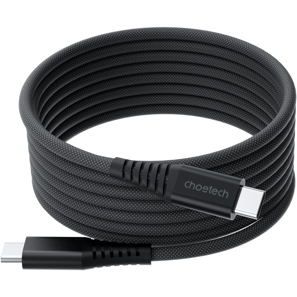 Choetech 6932112107138 XCC-1051 240W 5A 48V Magnetic USB-C Cable 1.8m PD 3.1 Braided Black - Image 1