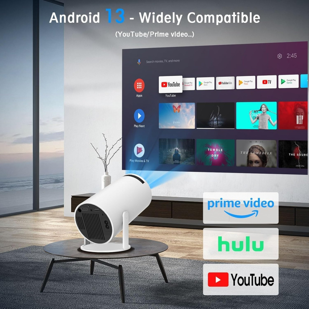 Topleo 5712447634711 HY300 Pro Smart Mini Projector – 720P HD, Android 11, Dual-Band WiFi6, Hi-Fi Speaker, Portable Home Cinema - Image 6