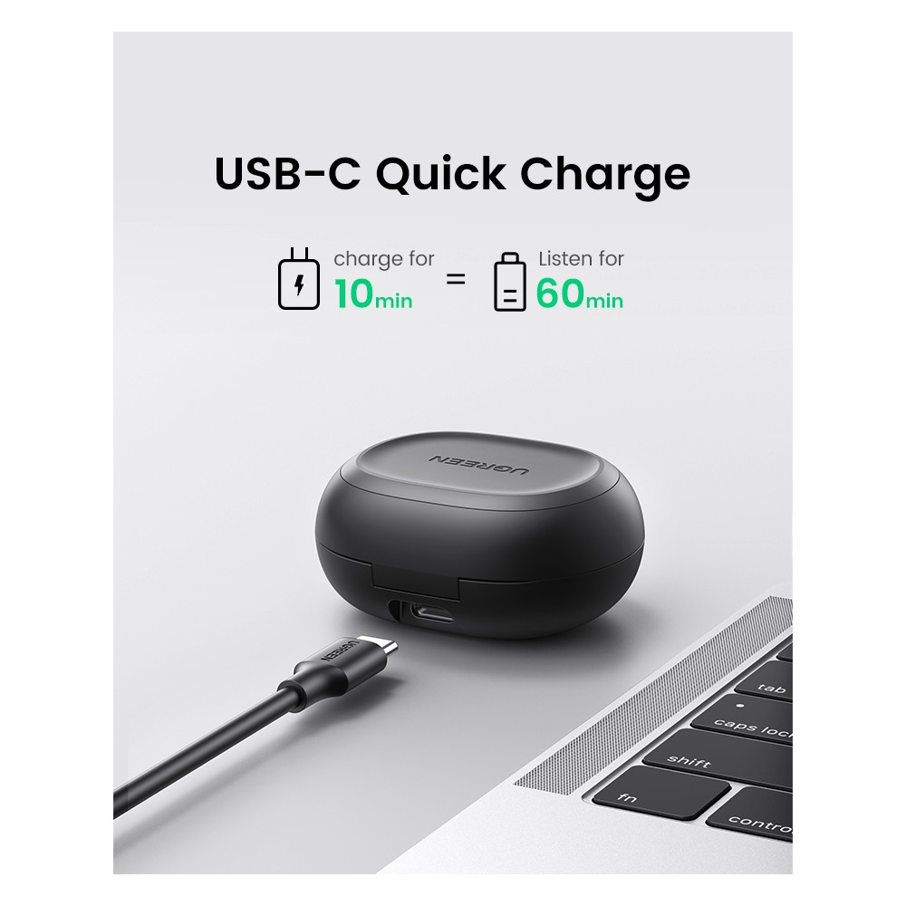 UGREEN 6957303886517 80651 HiTune T1 True Wireless Earbuds Black (with 4 Mic ENC Noise Cancellation, HiFi Stereo in-Ear with Deep Bass Mode) - Image 9