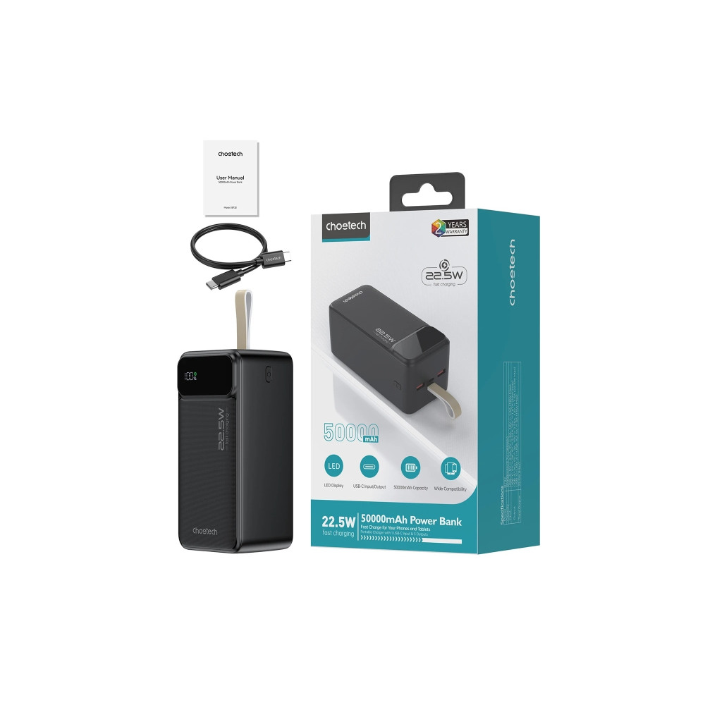 Choetech 6932112106827 B732 50000mAh Power Bank PD22.5W with Digital Display - Image 4