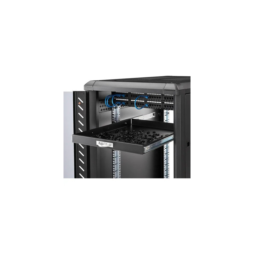 StarTech SLIDESHELFD 1U Sliding Server Rack Mount Keyboard Shelf Tray - 55lbs - 22" Deep Steel Pull Out Drawer for 19" AV, Network Equipment Rack