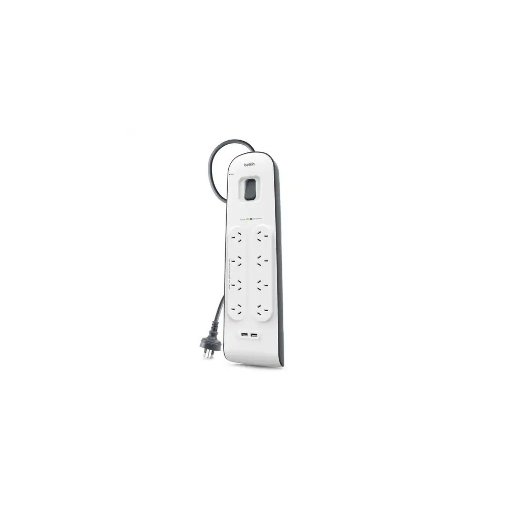 Belkin BSV804AU2M Surge Suppressor/Protector - 8 x AC Power, 2 x USB - 900 J - Input5 V DC Output - 2 m - External - Image 2