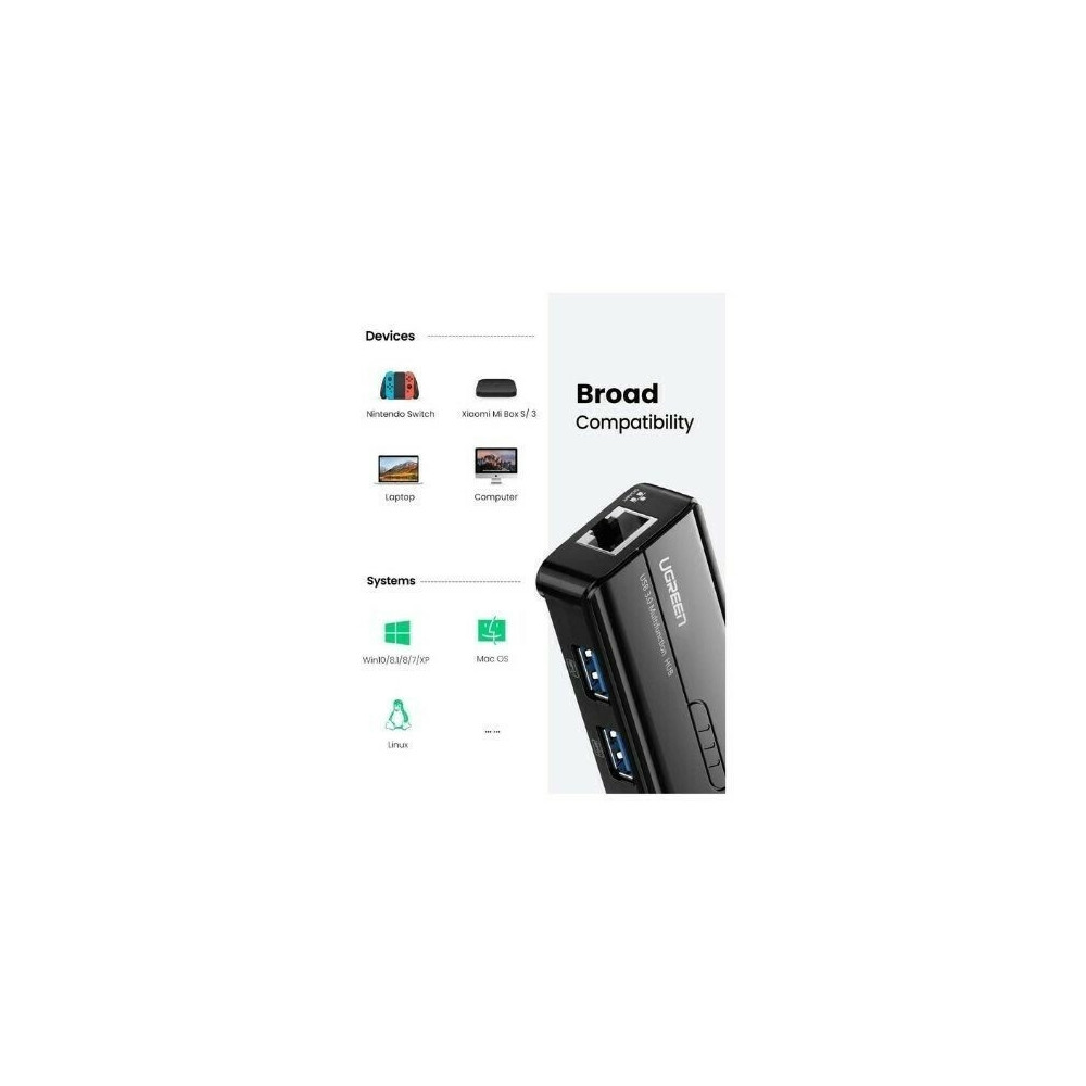 UGREEN 6957303856275 50627 USBC to x 3* USB3.0 Ports with RJ45 Gigabit Ethernet - Image 3