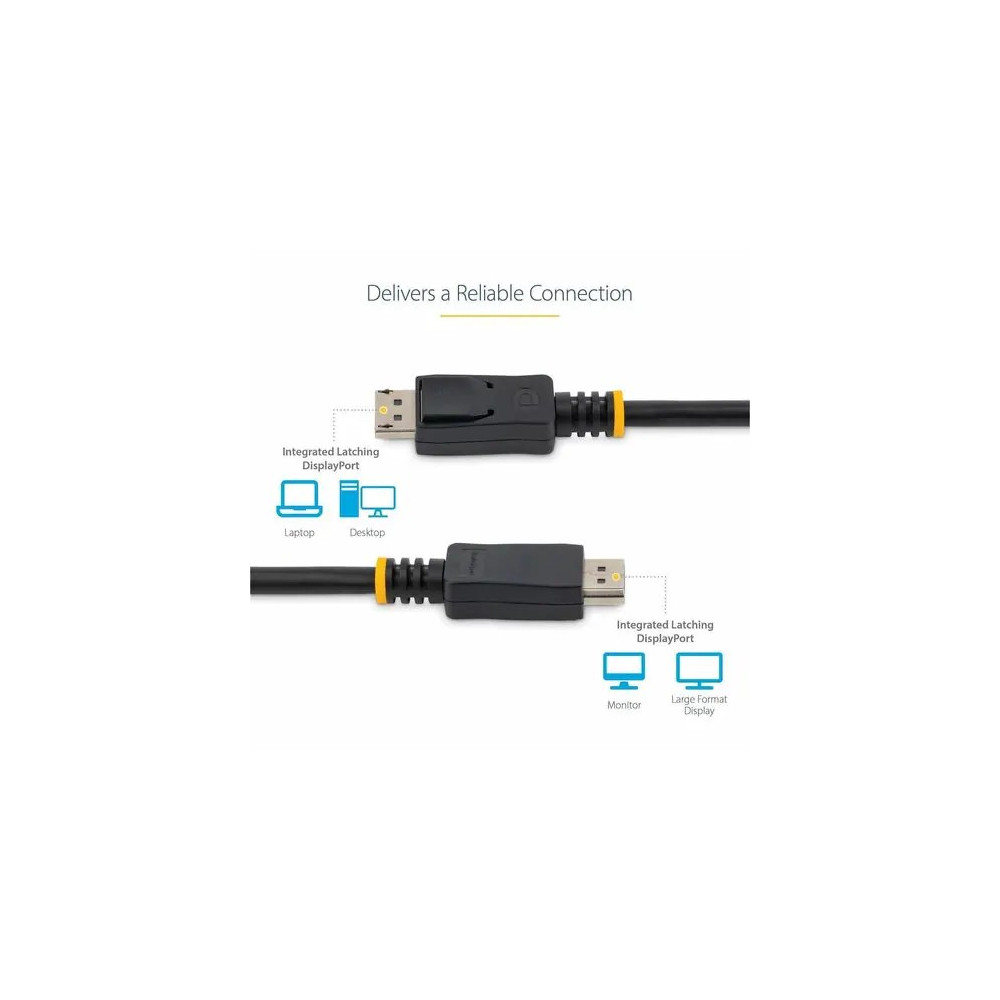 StarTech DISPLPORT6L 6ft (2m) DisplayPort 1.2 Cable, 4K x 2K UHD VESA Certified DisplayPort Cable, DP Cable/Cord for Monitor, w/ Latches - Cable for Audio/Video Device, Monitor, Workstation, Projector - First End: 1 x 20-pin DisplayPort 1.2 Digital Audio/