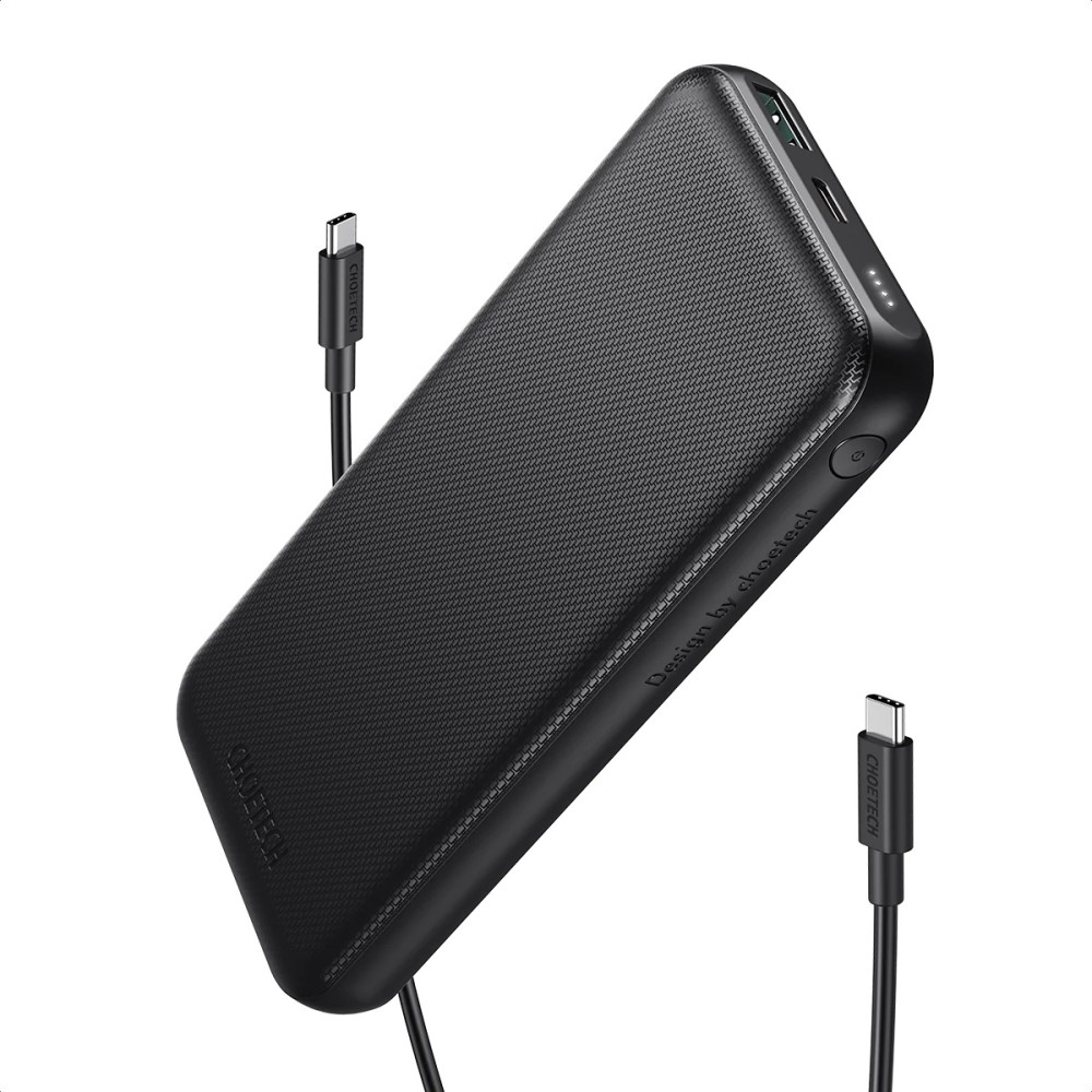 Choetech 6932112101174 B627 10000mAh PD 20W + QC Power Bank | 0.5M USB-C to USB-C Cable | Black - Image 2