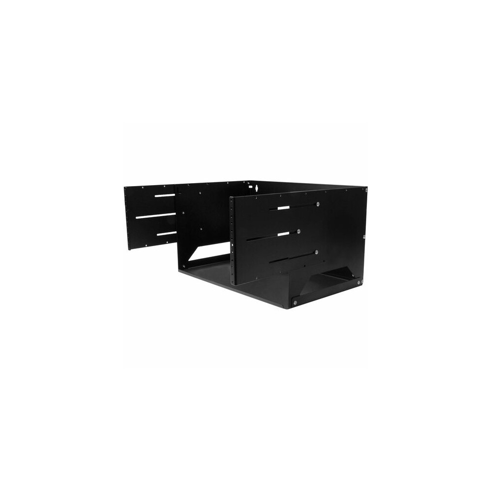 StarTech WALLSHELF4U 2-Post 4U Open Frame Wall Mount Network Rack with Built-in Shelf and Adjustable Depth, Computer Rack for IT Equipment, TAA~ - 2-Post 4U wall-mount server rack; 12-18" (30-45cm) mounting depth - Network rack with tapped rails - Image 6