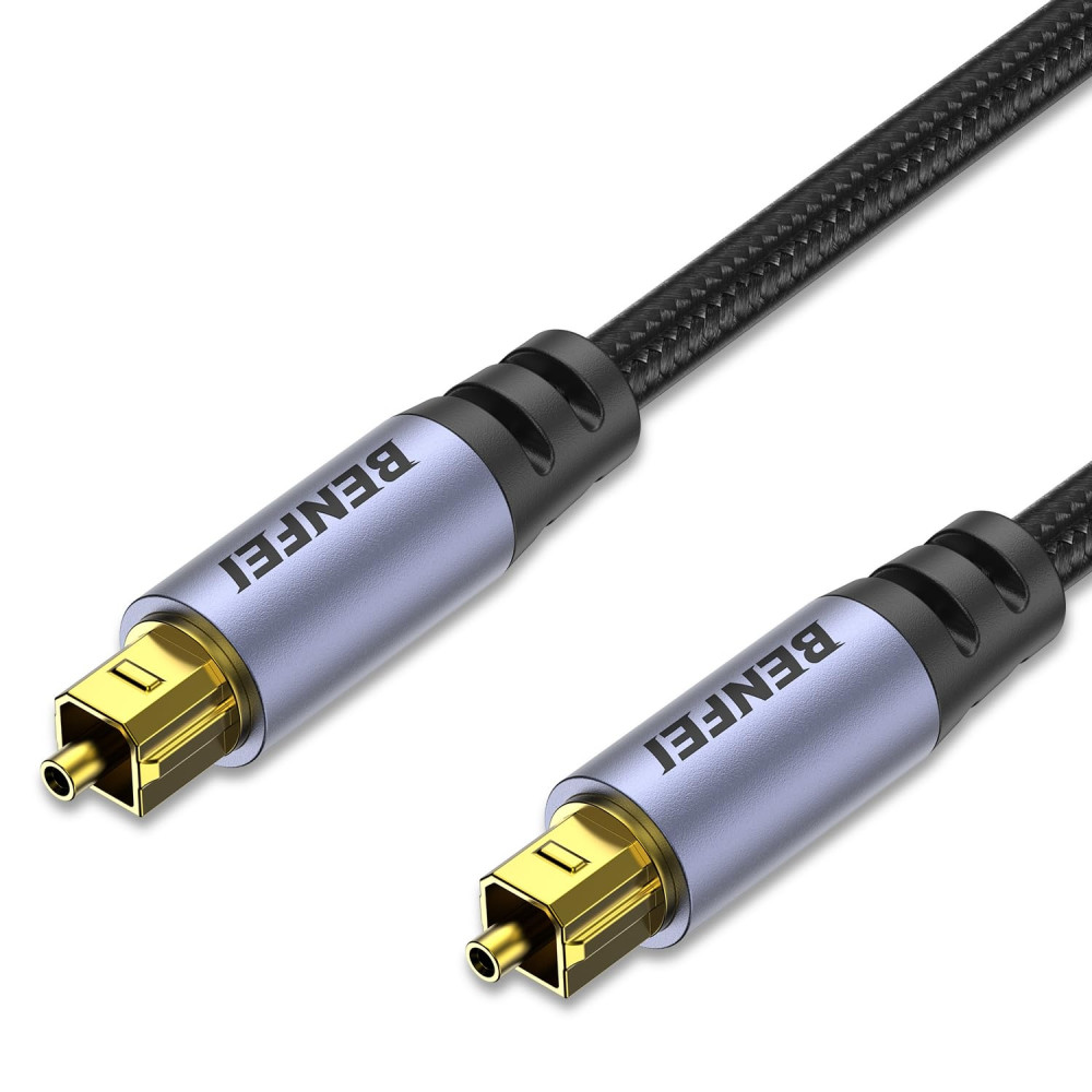 BENFEI 6971785944879 000411GY Toslink SPDIF Optical Coaxial Audio Nylon Braided cable for TV/Sound Bar/PS5/Xbox etc. 2M - Image 1