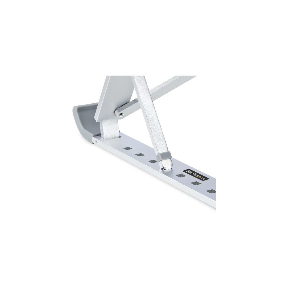 StarTech LAPTOP-RISER-BAR Foldable Laptop Riser Stand, Portable Height Adjustable Ergonomic Laptop Stand, Tilt/Raised/Angled Laptop/Tablet Stand - Angled laptop holder enhances viewing and comfort; Adjustable width (2-7.17in) for notebook comput - Image 9