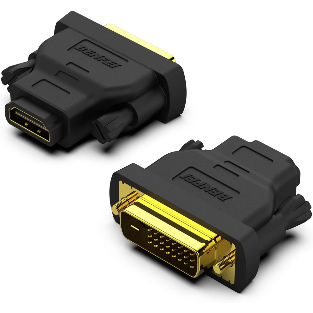 BENFEI B07CXY79KR 000184black-2P Bidirectional DVI Male to HDMI Female x 2 Pack